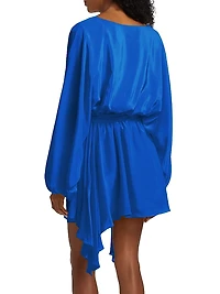 Naila Silk Tie-Waist Long-Sleeve Minidress