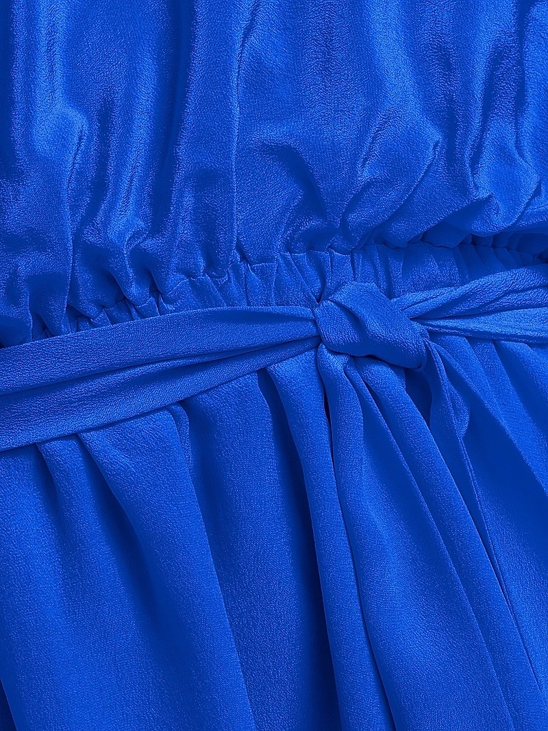 Naila Silk Tie-Waist Long-Sleeve Minidress