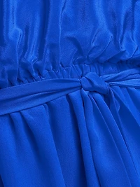 Naila Silk Tie-Waist Long-Sleeve Minidress