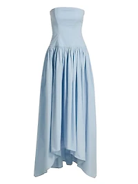 Nayara Poplin Strapless High-Low Dress