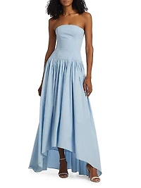 Nayara Poplin Strapless High-Low Dress