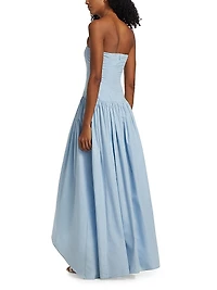 Nayara Poplin Strapless High-Low Dress