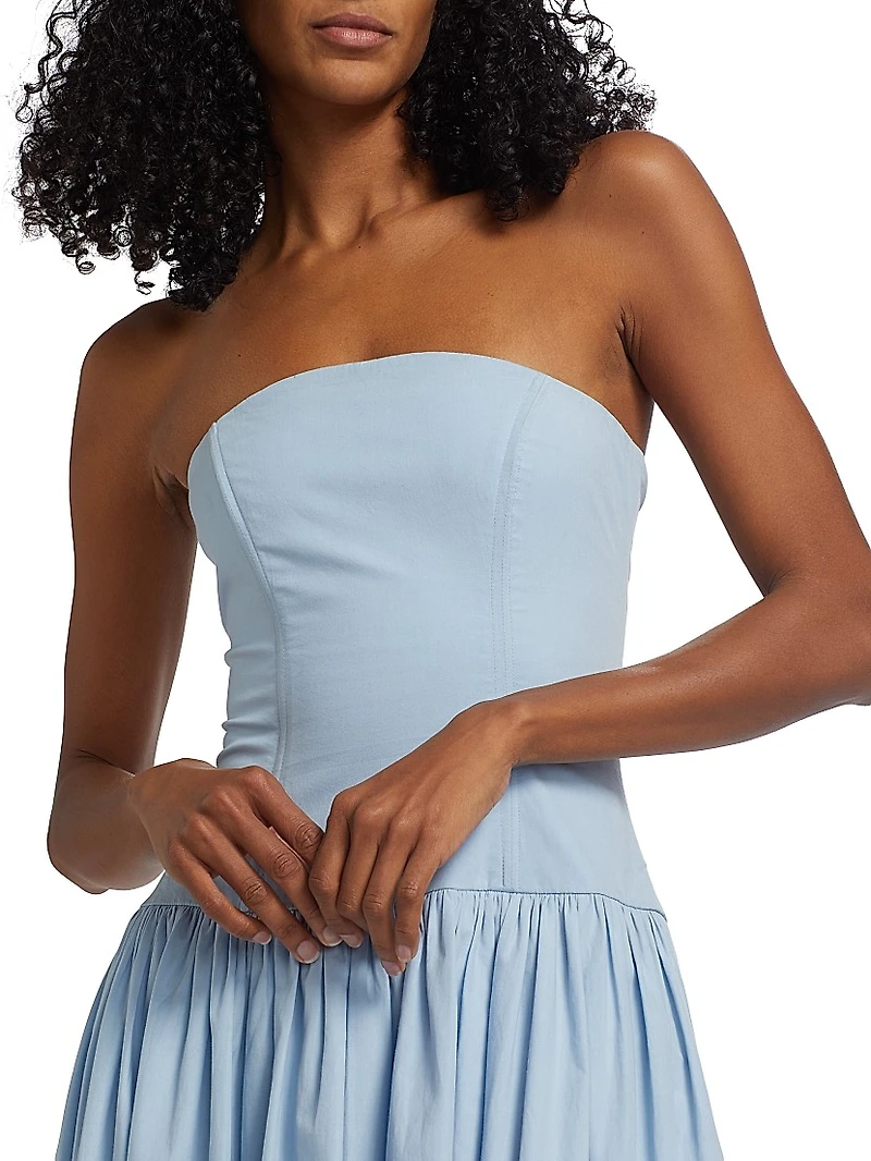 Nayara Poplin Strapless High-Low Dress