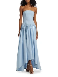 Nayara Poplin Strapless High-Low Dress