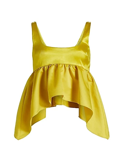 Esme Satin Sleeveless Peplum Top