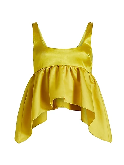Esme Satin Sleeveless Peplum Top