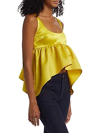 Esme Satin Sleeveless Peplum Top