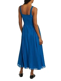 Madshuri Silk-Chiffon Scoopneck Midi-Dress