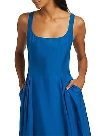 Madshuri Silk-Chiffon Scoopneck Midi-Dress