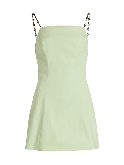 Kiara Beaded-Strap Stretch-Cotton Minidress