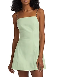Kiara Beaded-Strap Stretch-Cotton Minidress