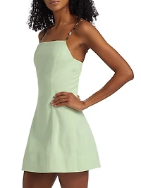 Kiara Beaded-Strap Stretch-Cotton Minidress