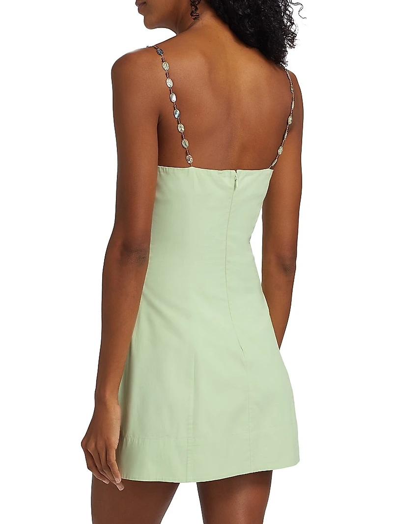 Kiara Beaded-Strap Stretch-Cotton Minidress