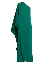 Crêpe One-Shoulder Caftan Gown