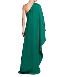 Crêpe One-Shoulder Caftan Gown