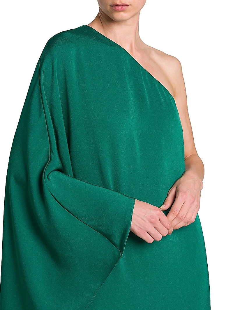 Crêpe One-Shoulder Caftan Gown