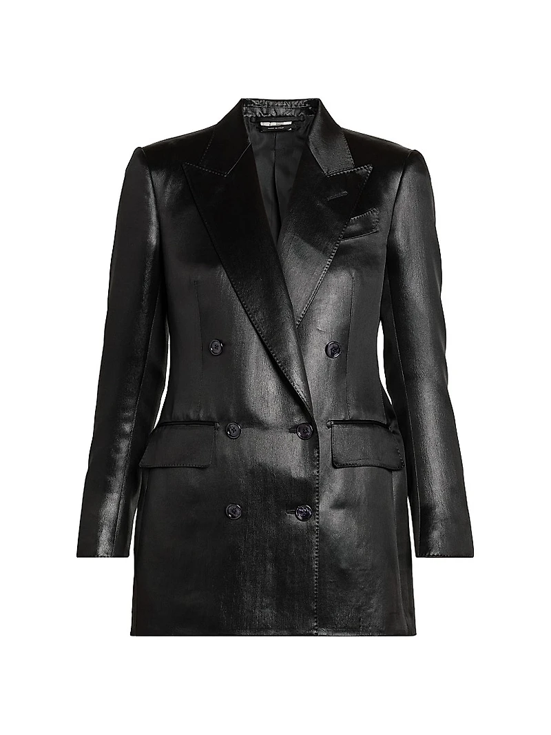 Liquid Satin Double-Breasted Jacket