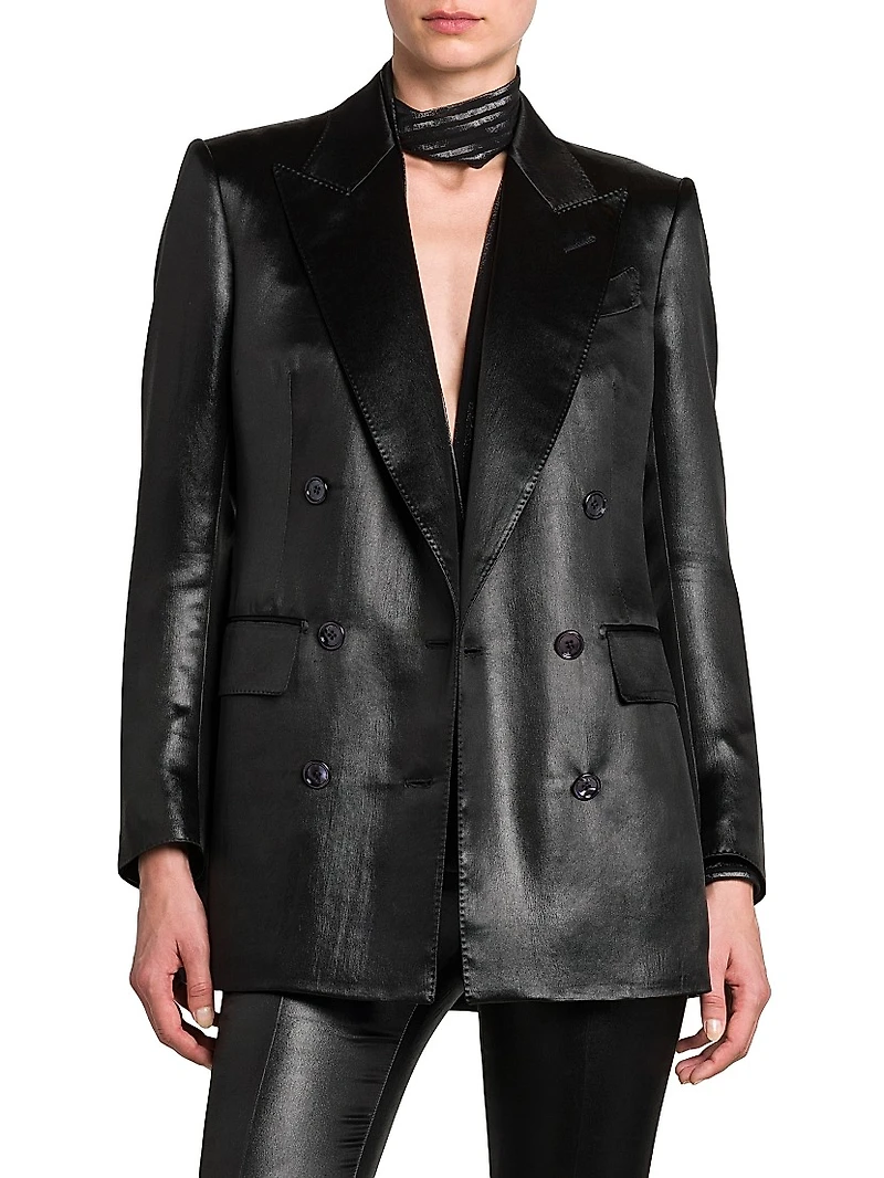 Liquid Satin Double-Breasted Jacket
