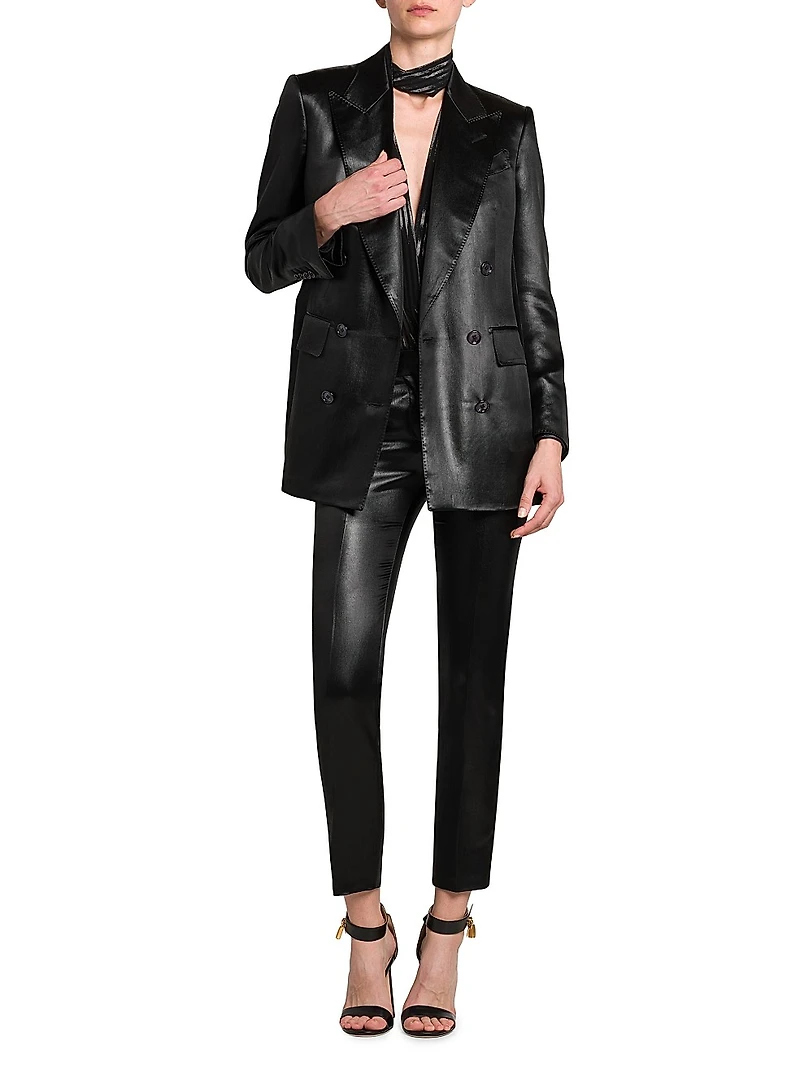 Liquid Satin Double-Breasted Jacket