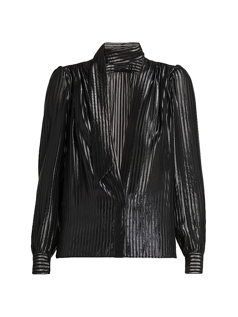 Metallic Stripe Silk-Blend Shirt