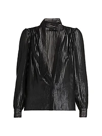 Metallic Stripe Silk-Blend Shirt