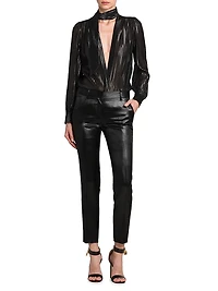 Metallic Stripe Silk-Blend Shirt