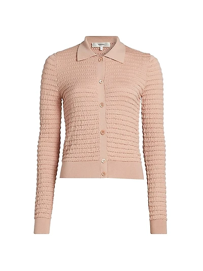 Smocked Silk-Cotton Cardigan