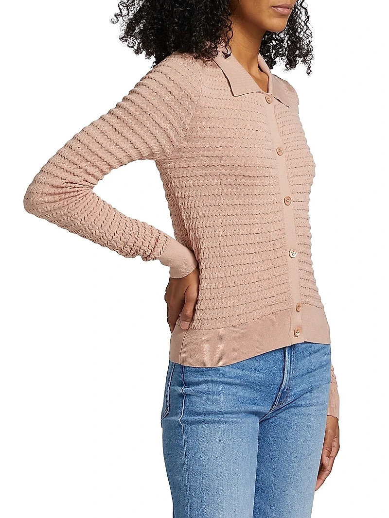 Smocked Silk-Cotton Cardigan