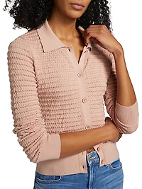 Smocked Silk-Cotton Cardigan