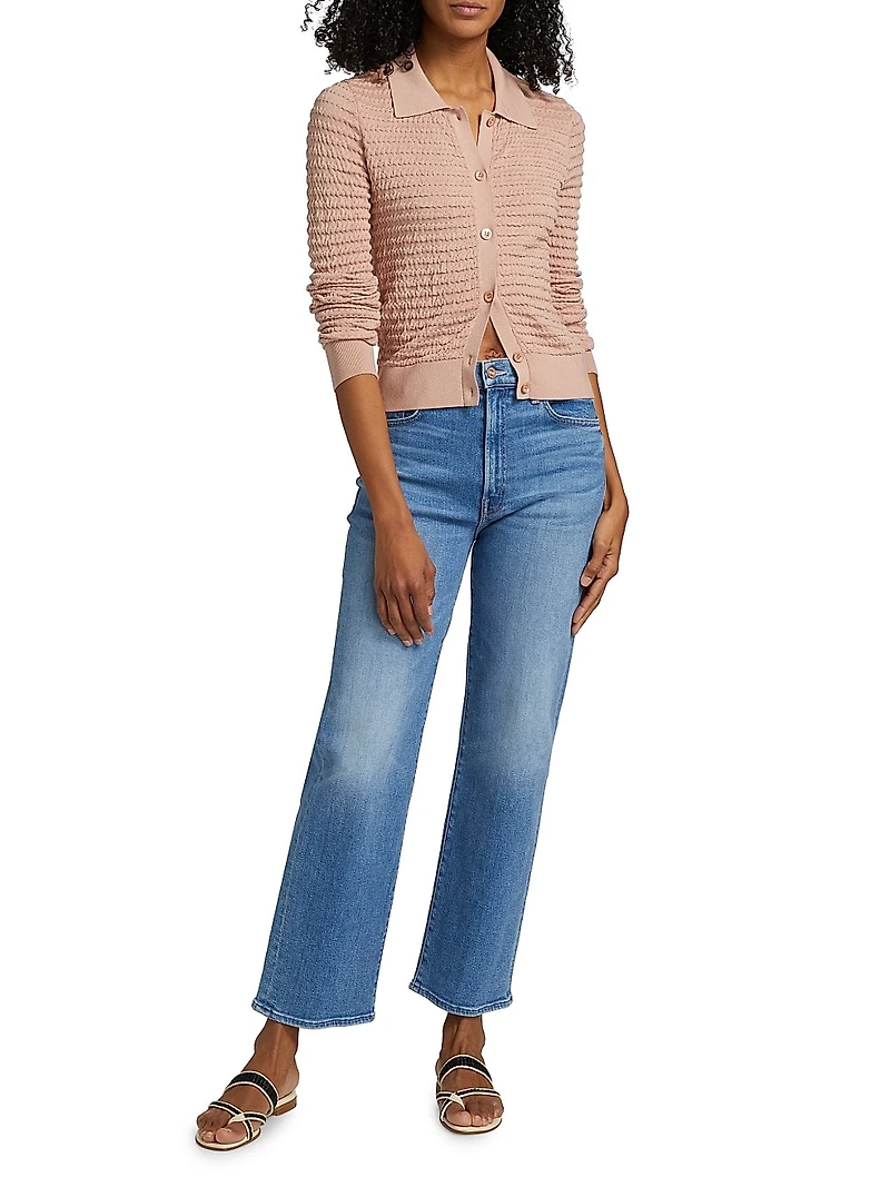 Smocked Silk-Cotton Cardigan