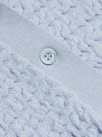Smocked Silk-Cotton Knit Polo Sweater
