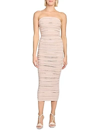 Gathered Strapless Body-Con Dress
