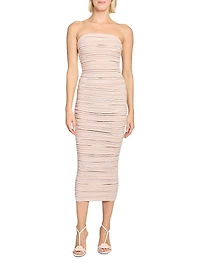 Gathered Strapless Body-Con Dress