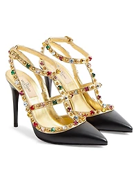 Rockstud Calfskin Pumps 100MM Crystals