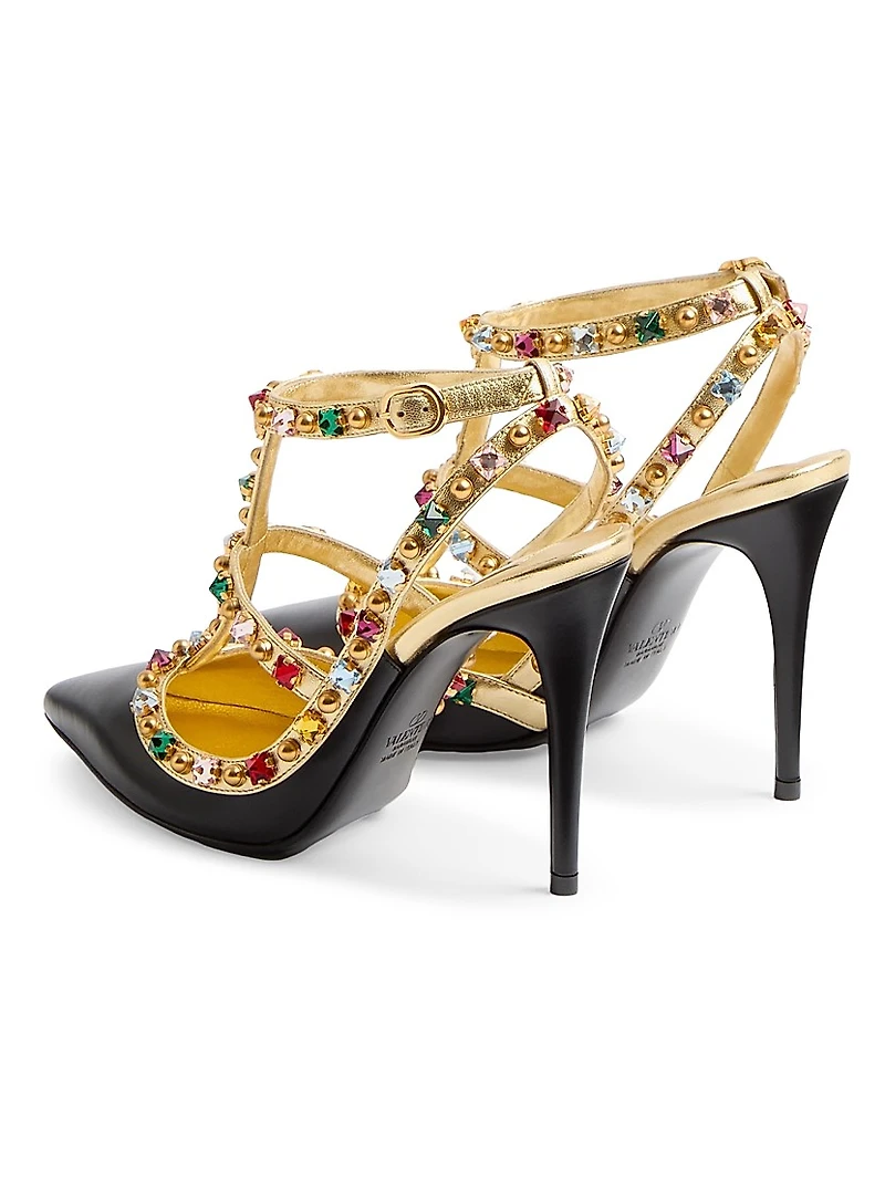 Rockstud Calfskin Pumps 100MM Crystals