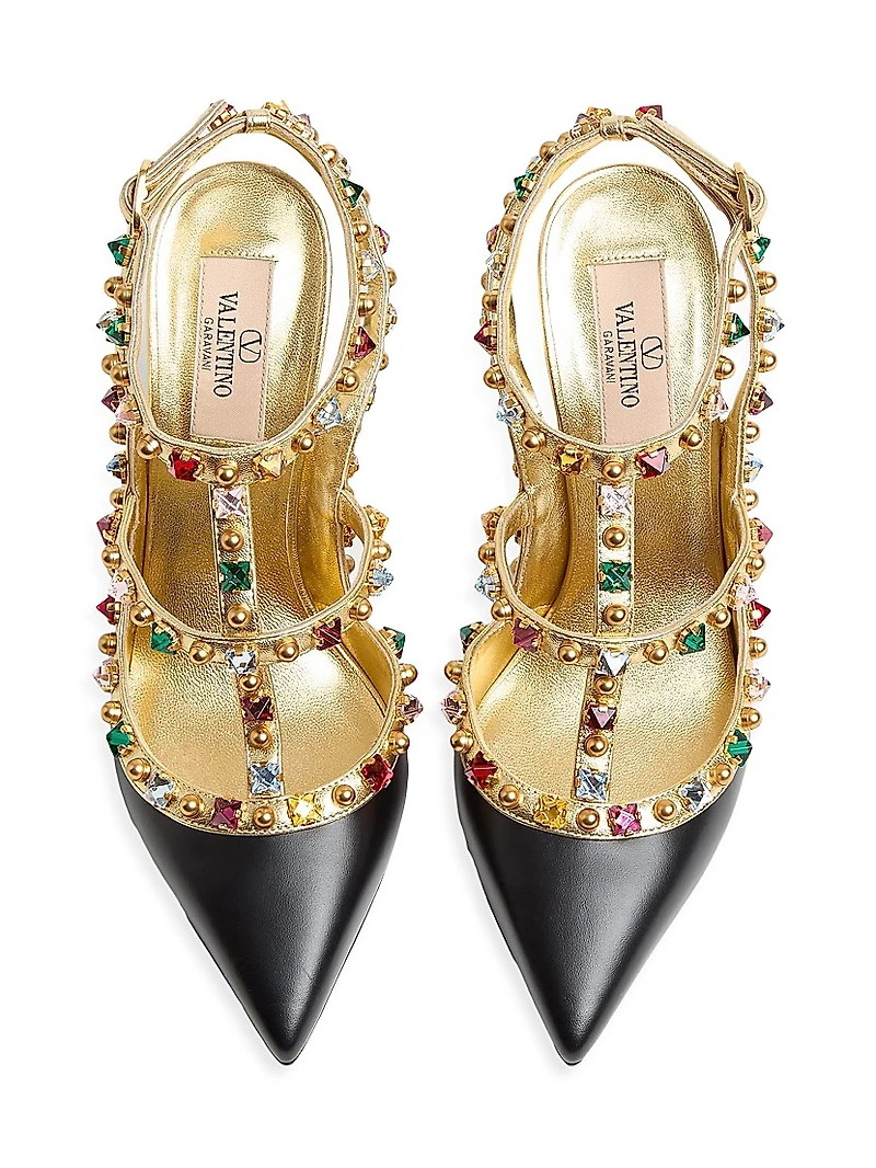 Rockstud Calfskin Pumps 100MM Crystals