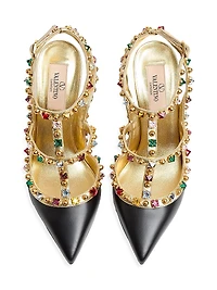 Rockstud Calfskin Pumps 100MM Crystals