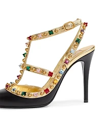 Rockstud Calfskin Pumps 100MM Crystals