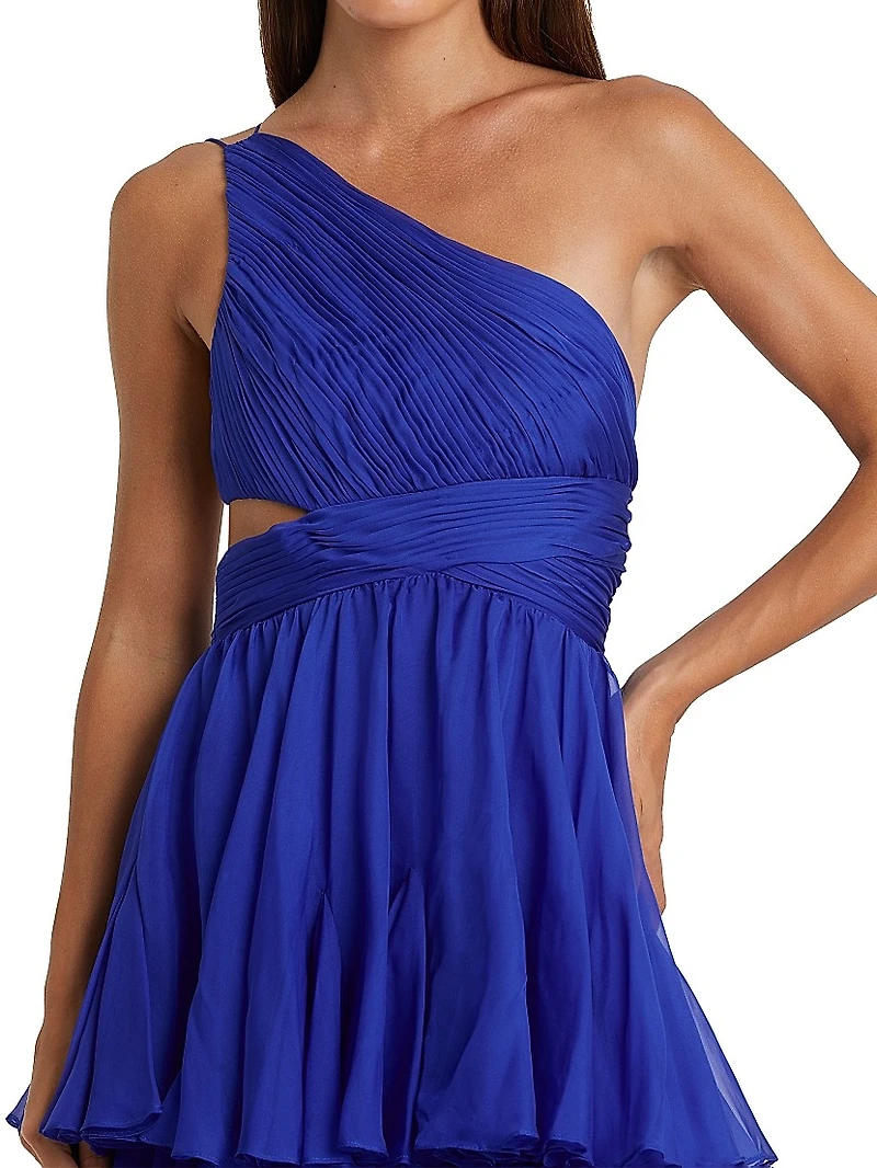 Tiered Chiffon One-Shoulder Gown