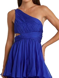 Tiered Chiffon One-Shoulder Gown