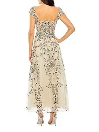 Floral-Embroidered Sweetheart Gown