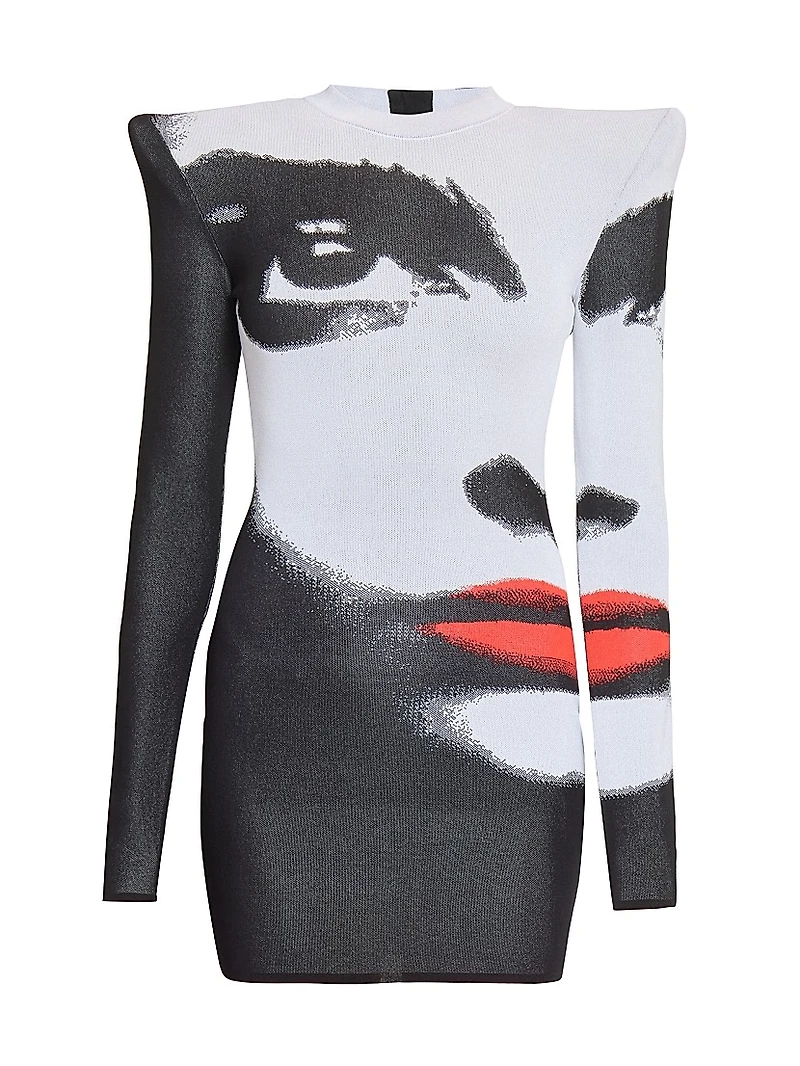 Graphic Jacquard Bodycon Minidress