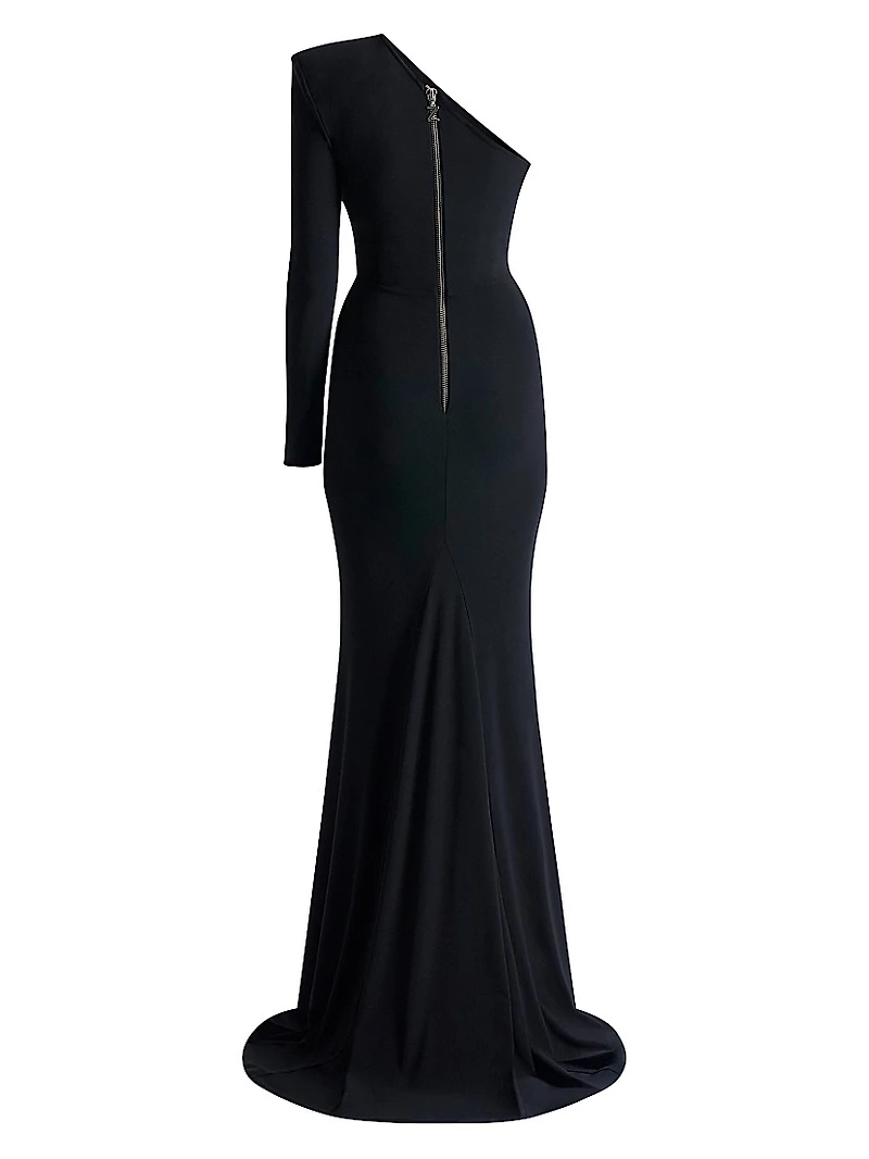 Late Queen One-Shoulder Gown