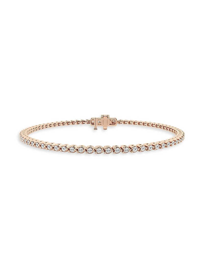 14K Rose Gold & Natural Diamond Tennis Bracelet/1.00-10.00 TCW