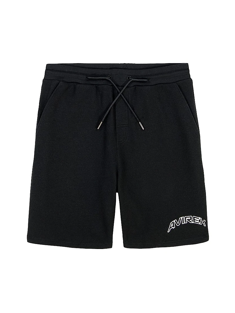 Tennis Logo Cotton Waffle-Knit Shorts