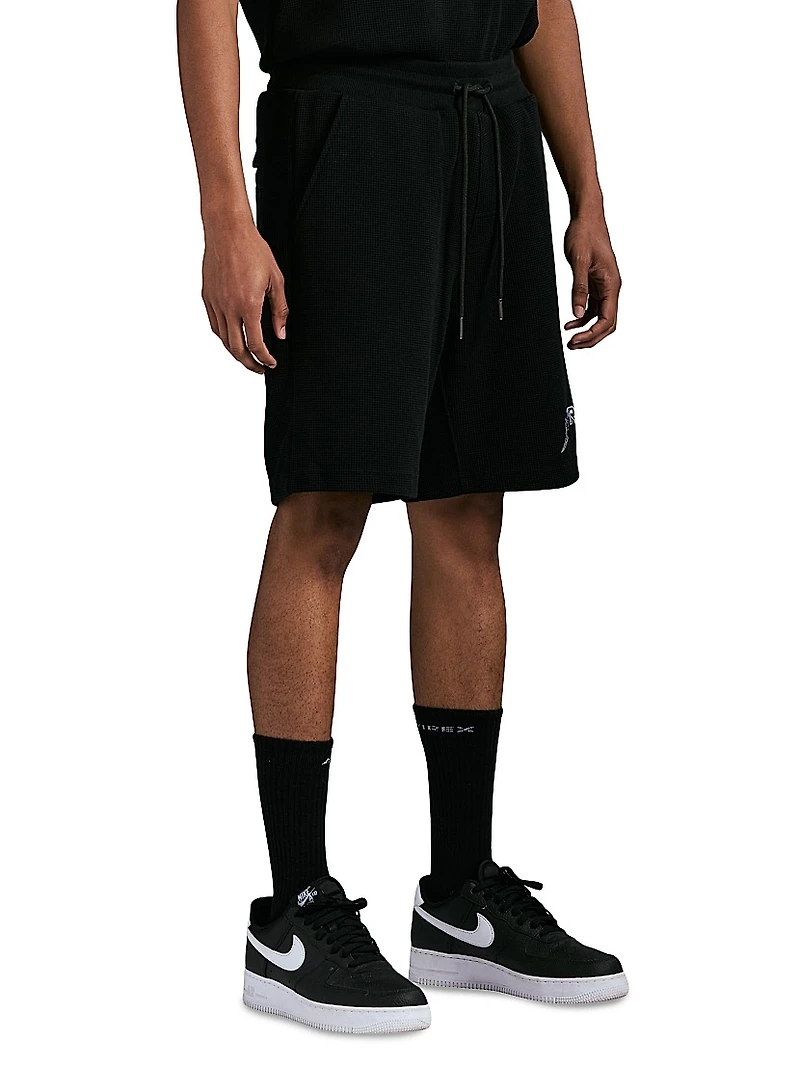 Tennis Logo Cotton Waffle-Knit Shorts