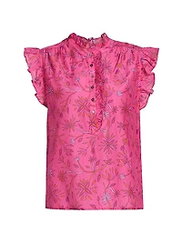 Brenna Ruffled Floral Cotton & Silk Top