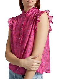 Brenna Ruffled Floral Cotton & Silk Top