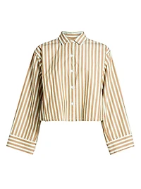Jessie Striped Cotton Long-Sleeve Crop Top