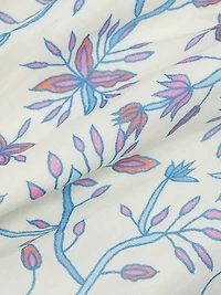 April Floral Cotton & Silk Tie-Waist Midi-Dress